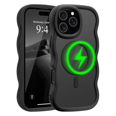 Samsung Galaxy Z Flip 4 Case - Heavy Duty Phone Case - Casebus Magnetic Phone Case, Support Magsafe, Curly Wavy Frame Design, Hard Translucent Matte Back Cover, Shockproof Protective - DELIA