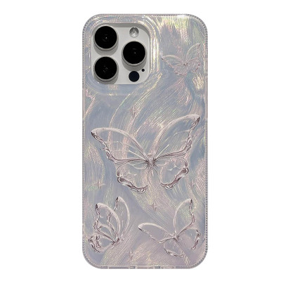 Heavy Duty Phone Case - Casebus Heavy Duty Phone Case, Shiny Silver Butterfly Design, Trendy Slim, Shockproof Protective Cover - DENISE