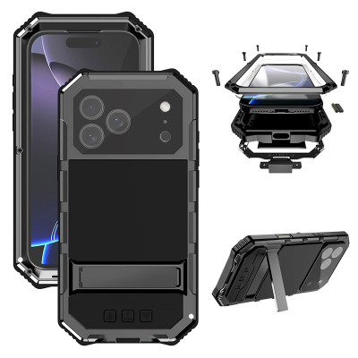 Heavy Duty Full Body Protection Phone Case - Casebus Heavy Duty Metal Phone Case, Built in Screen Protector, Rugged Stand, 360 Full Body Military Grade Drop Protection - ELIJAH