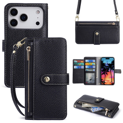 Samsung Galaxy A23 5G Case - Wallet Folio Flip Crossbody Phone Case - Casebus Crossbody Wallet Phone Case, Leather Zipper Flip Purse, with Card Slots & Wristband - ANTONIA