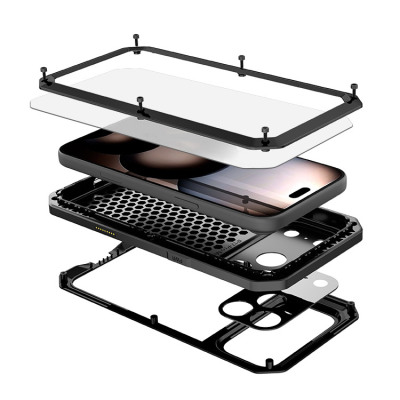 iPhone 17 Pro Max Case - Heavy Duty Metal Phone Case - Casebus Classic Full Body Metal Armor Phone Case, with Screen Protector, Heavy Duty Defender Shockproof Case - TANKER