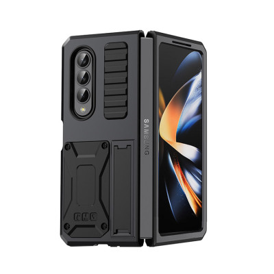 Samsung Galaxy Z Fold 4 Case - Heavy Duty Metal Phone Case - Casebus Heavy Duty Tank Phone Case, with Screen Protector, Metal Rugged Kickstand Sturdy Full Body Case - HUTTON