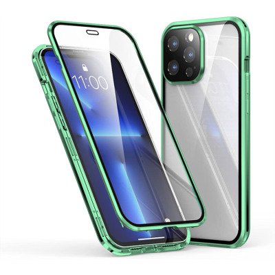 iPhone X/XS Case - Full Body Protection Heavy Duty Phone Case - Casebus Double Sided HD Clear Magnetic Phone Case, Built in Screen Protector Metal Bumper Frame 360 Full Protective Cover - MAYNARD