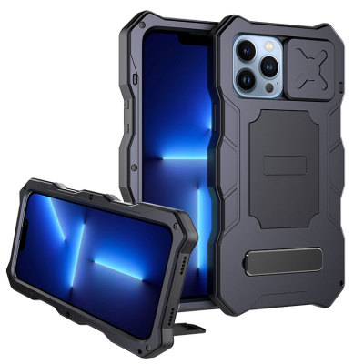 iPhone 14 Pro Case - Heavy Duty Metal Phone Case - Casebus Full Body Metal Heavy Duty Phone Case, with Camera Cover Outdoor, with Screen Protector - DANTE