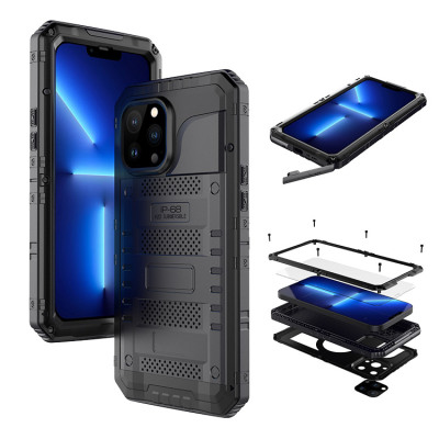 iPhone 15 Case - Heavy Duty Metal Full Body Protection Waterproof Phone Case - Casebus Metal Waterproof Phone Case, with Built in Screen Protector, FullBody Protective Shockproof Heavy Duty Rugged Defender Cover - TITAN