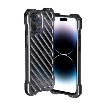 iPhone 15 Case - Heavy Duty Phone Case - Casebus Classic Metal Phone Case with Camera Lens Protector Film, Aluminum Alloy, Full Body Protective Shockproof Cover - TRENTON