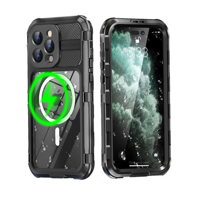 Samsung Galaxy Z Flip3 5G Case - Heavy Duty Waterproof Phone Case - Casebus IP68 Waterproof Phone Case, Compatible with Magsafe, Built in Screen Protector, 14FT Shockproof, Rugged Metal Full Body Aluminum Cover - LOGAN