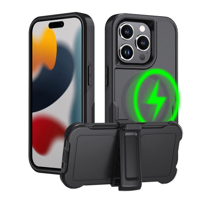 iPhone 15 Plus Case - Heavy Duty Phone Case - Casebus Magsafe Phone Case, with Belt Clip Holster, Supports Wireless Charging, Shockproof, Heavy Duty Case - BARNETT