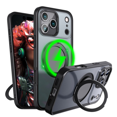 iPhone 17 Case - Heavy Duty Phone Case - Casebus Rotatable Ring Holder Stand, Magnetic Kickstand, Support Magsafe & Wireless Charging - ANGEL