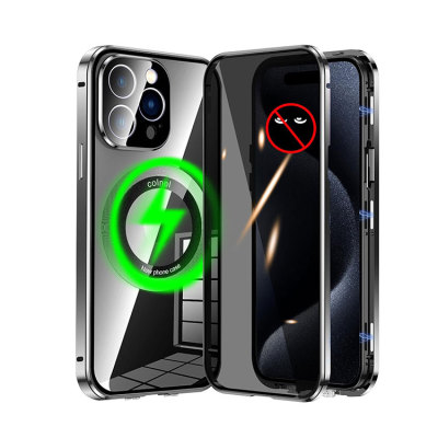 iPhone X/XS Case - Heavy Duty Full Body Protection Phone Case - Casebus Double Sided Privacy Magnetic Phone Case, Support Magsafe, Built in Privacy Screen Protector, 360° Metal Bumper Full Body Cover - EZRA