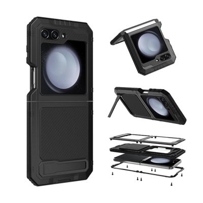 Samsung Galaxy Z Flip 4 Case - Heavy Duty Phone Case - Casebus Heavy Duty Metal Phone Case, Support Wireless Charging, with Built in Hidden S Pen Holder & Kickstand, Full Body Shockproof - CHARLES