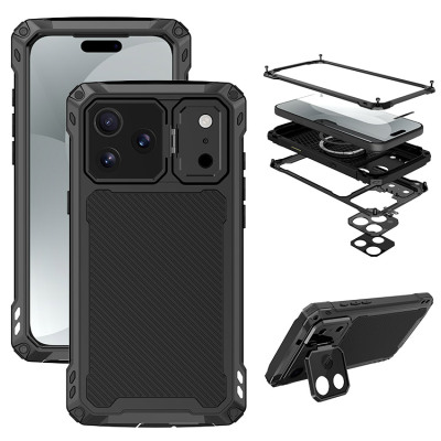 iPhone 17 Case - Heavy Duty Phone Case - Casebus Full Body Metal Phone Case, Support Magsafe, with Built in Kickstand & Screen Protector, Heavy Duty Shockproof Protective Cover - LANDRY