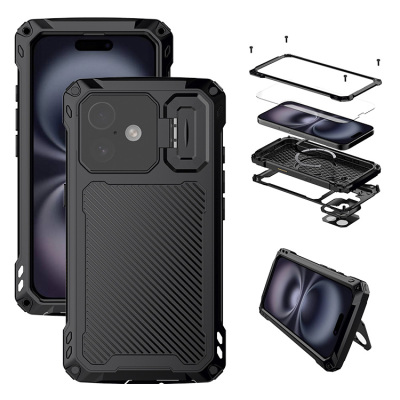 iPhone 13 Pro Max Case - Heavy Duty Phone Case - Casebus Full Body Metal Phone Case, Support Magsafe, with Built in Kickstand & Screen Protector, Heavy Duty Shockproof Protective Cover - LANDRY
