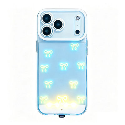 iPhone 16 Plus Case - Heavy Duty Phone Case - Casebus Fashion Bowknot Light Up Phone Case, Tap to Glow, LED Flash Protective Cover, Incoming Call Alert, Shockproof Slim TPU Cover - ELEANOR