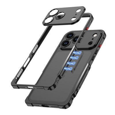 iPhone 14 Plus Case - Heavy Duty Phone Case - Casebus Metal Frame Phone Case, Fidget Cooling, with Detachable Camera Cover, Magnetic Lock - CORTEZ