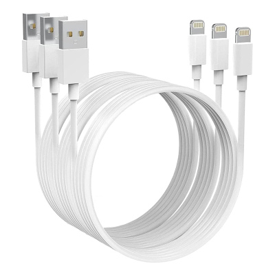 3 PACK LIGHTNING CABLE for Samsung Galaxy S20FE - Lightning to USB A Cable, 4.92-Foot, White, Compatible with iPhone / iPad Pro  ( Note: This cable does not support iPhone 15 series ) 