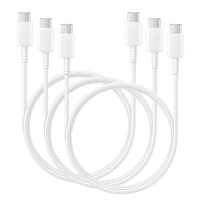 3 PACK USB C TO USB C CABLE for Samsung Galaxy S24 - Super Fast Charging, Type C to Type C Cable, for Samsung Galaxy & Other USB C Devices, 4.92-Foot, White
