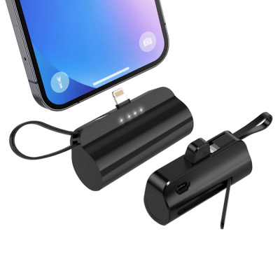 MINI STAND POWER BANK for iPhone SE 2022/2020 - Casebus Small Portable Charger, 5000mAh Mini Power Bank, with Built in Type-C Cable & Foldable Stand, Slim External Battery