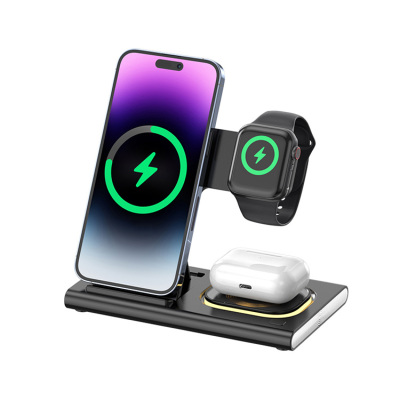 4 IN 1 FOLDABLE WIRELESS CHARGER for iPad Air 7 (2025 11Inch) - Casebus 4 in 1 Wireless Charger, 20W Foldable Wireless Charging Station, for iPhone Samsung Galaxy Google Pixel etc, for iWatch, for AirPods, with Night Light