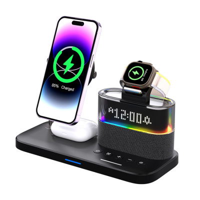 5 IN 1 WIRELESS CHARGER for iPhone 15 - Casebus 5 in 1 Wireless Charger, 23W Wireless Charging Station, for iPhone Samsung Galaxy Google Pixel etc, for iWatch, for AirPods, with Night Light & Alarm Clock