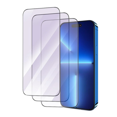 3 PACK ANTI BLUE LIGHT SCREEN PROTECTOR - For Mobile Phone, Edge to Edge Full Coverage, Anti Blue Light Tempered Glass Film, HD Clarity, Eye Protection, Anti Scratch, 3 Pack